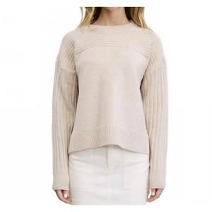 NEW FLAT WHITE mixed knit pullover in beige